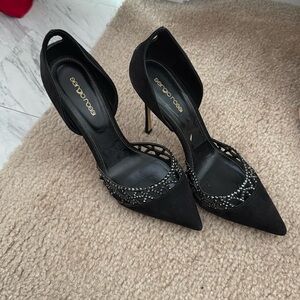 Vintage Sergio Rossi Suede pump with black crystals